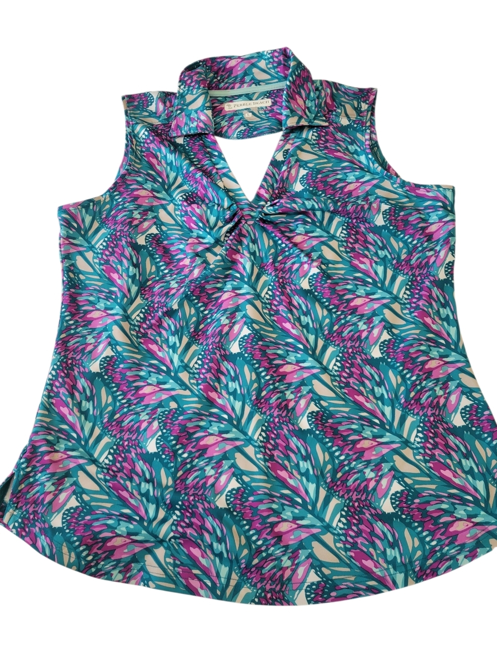 Pebble Beach Womens Dry Luxe Performance Sleeveless Polo Golf Top XL